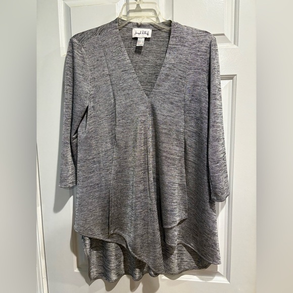 Joseph Ribkoff long sleeve asymmetric hem top sz 8 gray - Picture 1 of 4